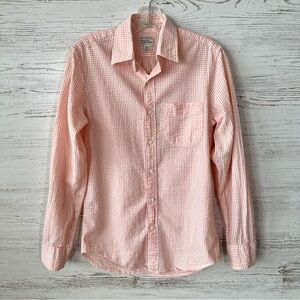 J. CREW Organic Cotton Seersucker Gingham Check Plaid Shirt XS Slim Creamsicle